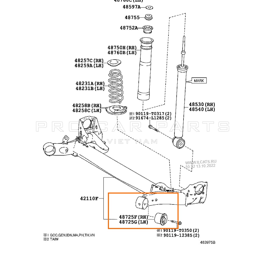 Vị trí cao su cầu sau Vios