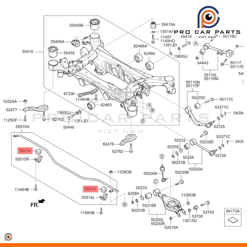Cao su cân bằng sau Elantra 2016-2019