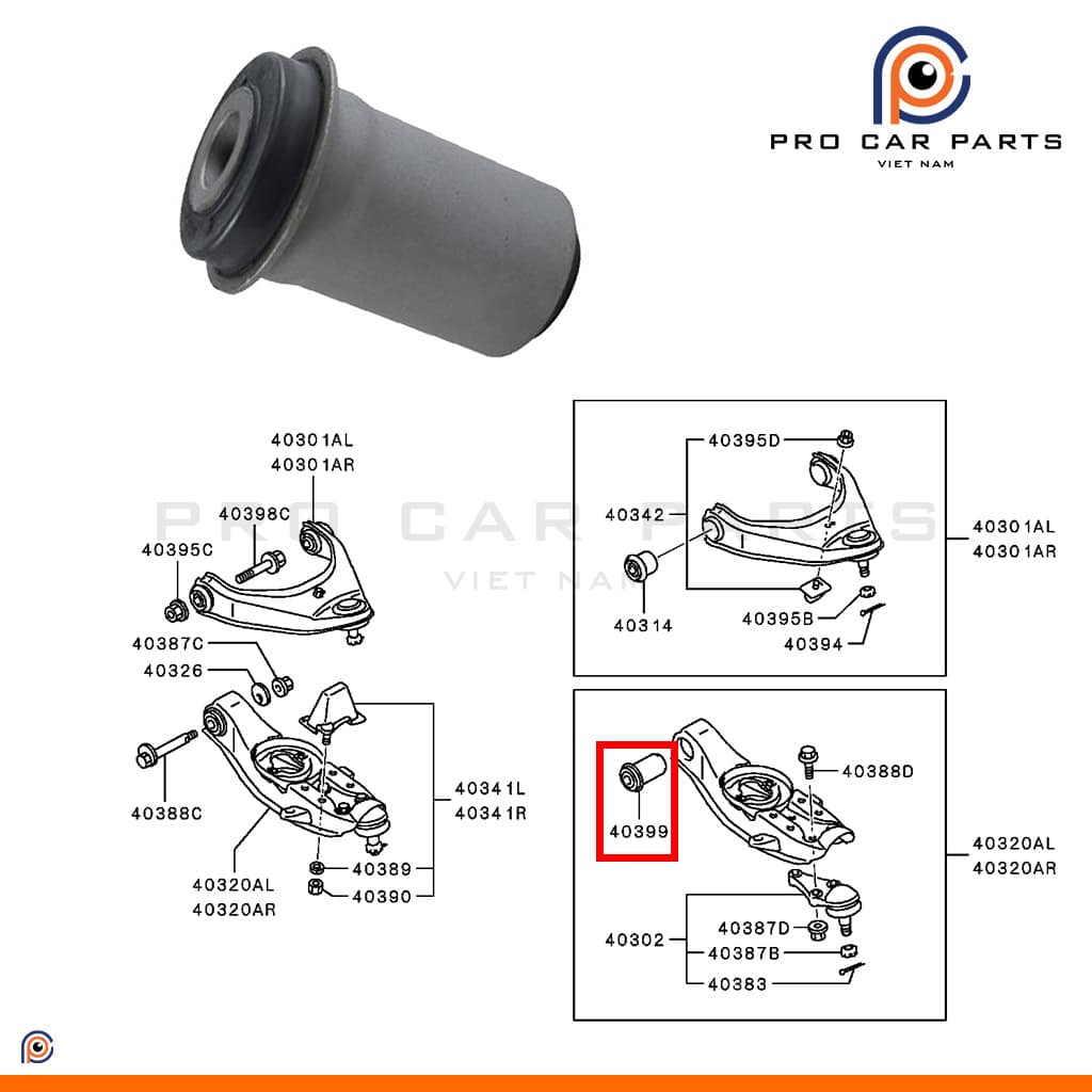Cao su càng A dưới Triton 2015- 2WD (1 Cầu)
