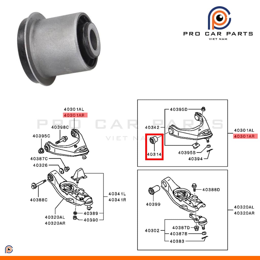 Cao su càng A trên Triton 2015- 2WD (1 Cầu)