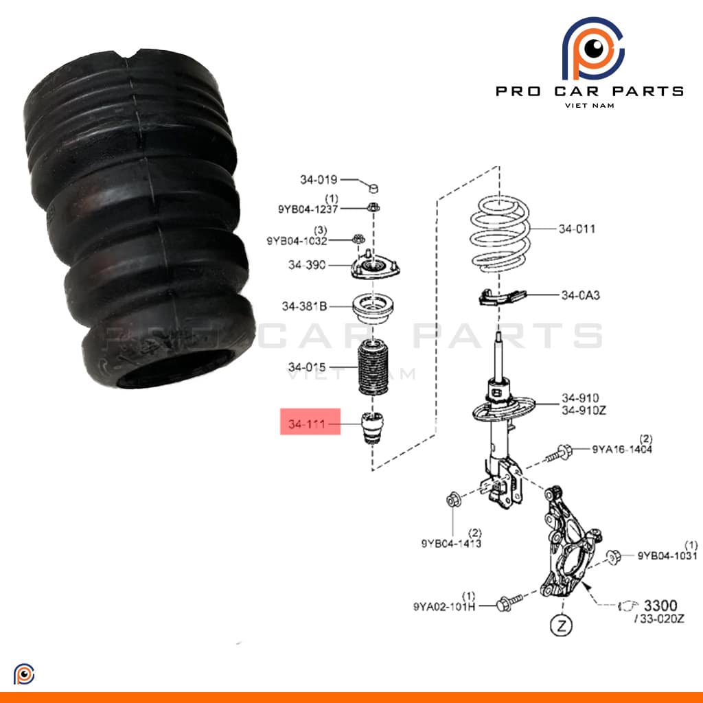 Cao su tăm bông phuộc trước Mazda 3 2014-2018
