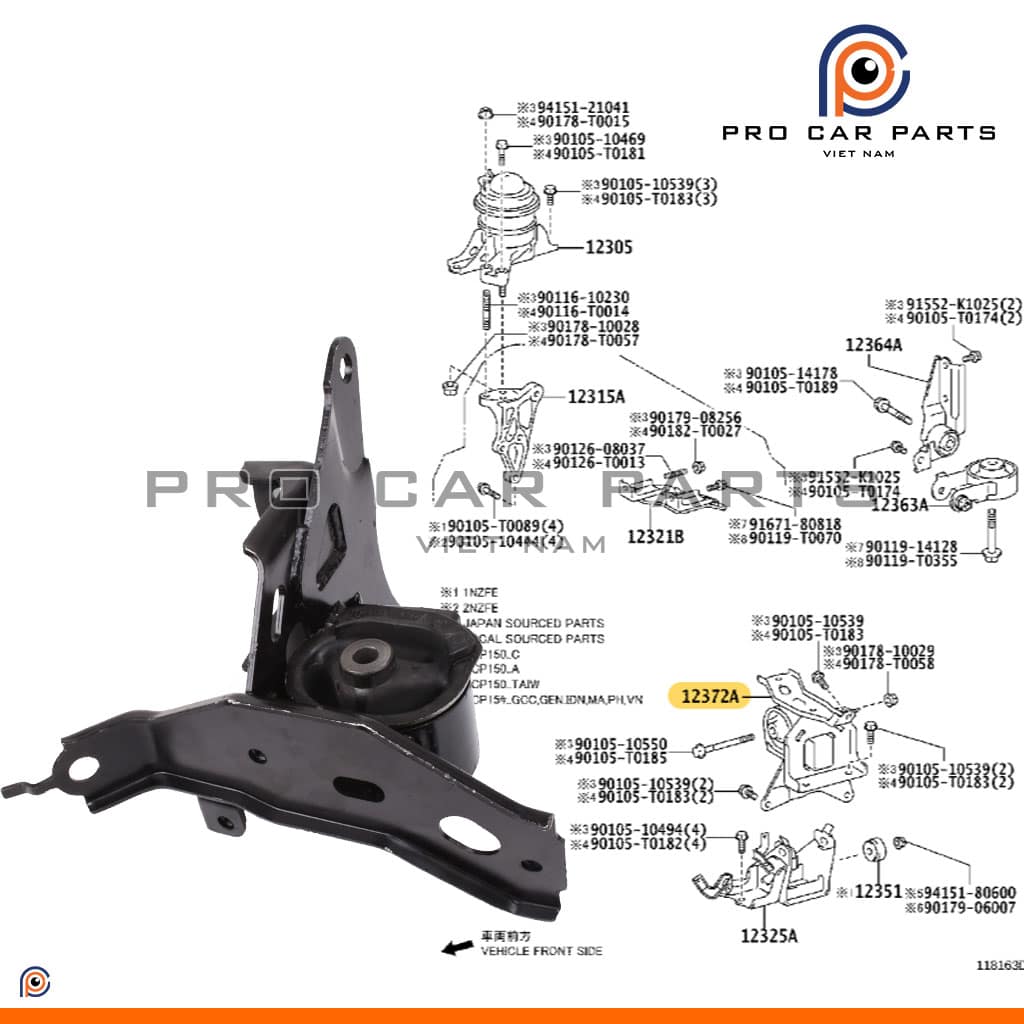 Chân máy trái Vios 2014-2016 AT (Số Tự Động)