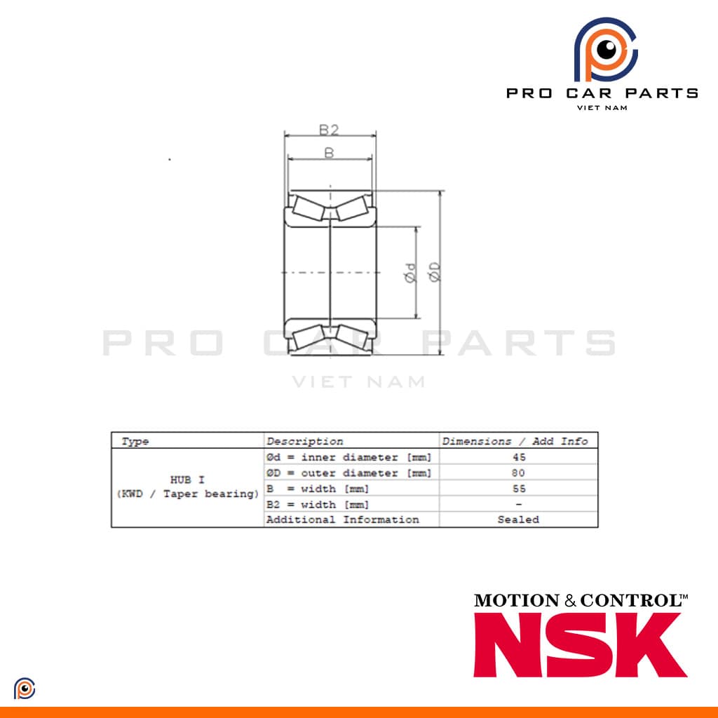 Bạc đạn bánh trước Navara NP300 2014-