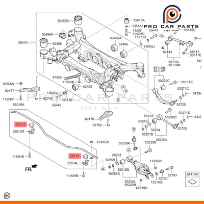 Cao su cân bằng sau Elantra 2016-2019
