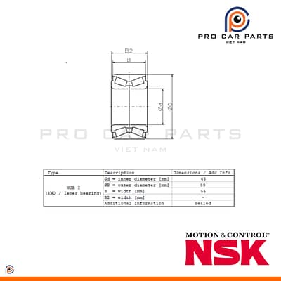 Bạc đạn bánh trước Navara NP300 2014-