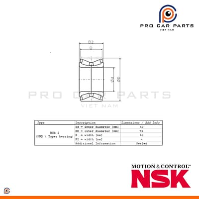 Bạc đạn bánh trước Triton 2015-2023 (4*2 - 1 Cầu)